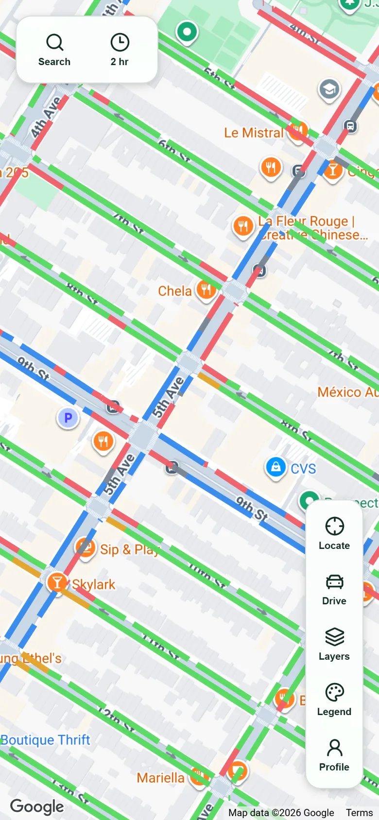 The Street Parking map in ParkFluent
